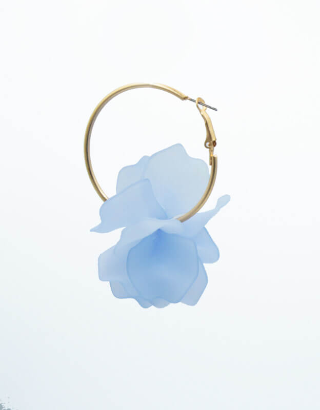 Σκουλαρίκια κρίκοι με λουλούλι βουκαμβίλια γαλάζιο