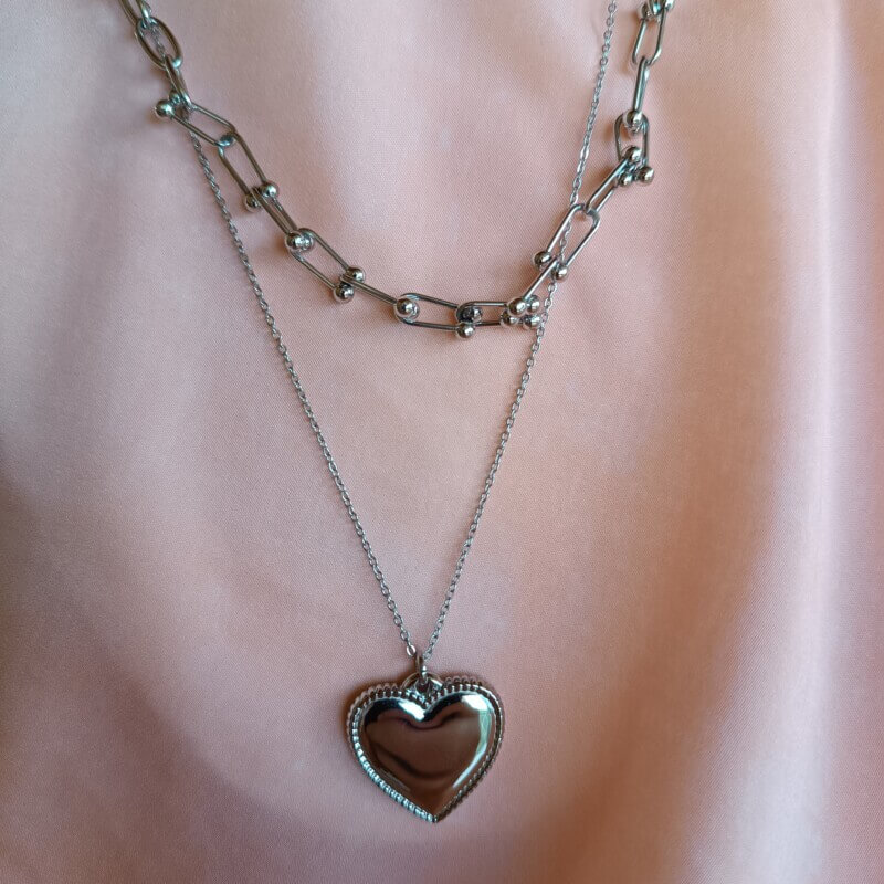 Double chain heart necklace