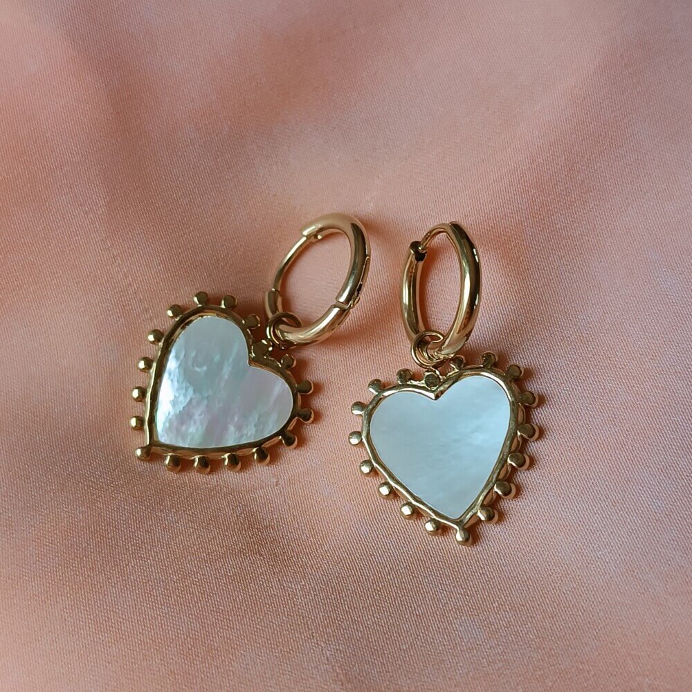 Ivory boho heart earrings